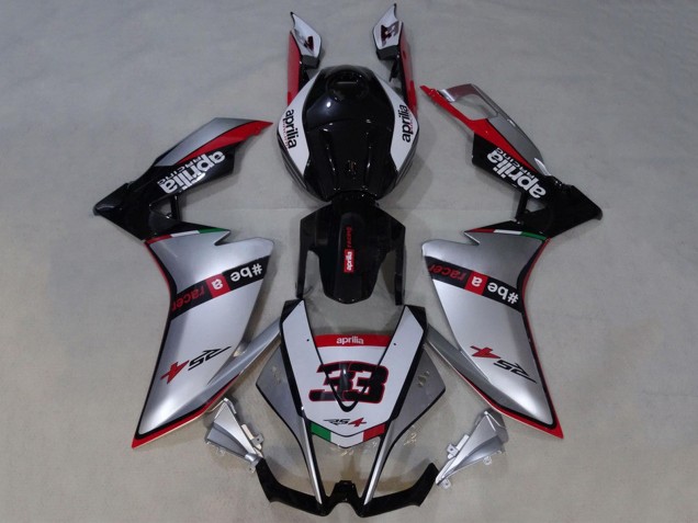 Descuento Carenados Moto Aprilia RS4 50 125 2012-2018 - Plata Rojo Negro Brillante