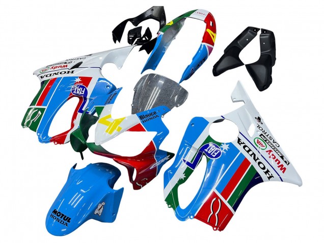 Descuento Carenados Moto Honda CBR600 F4i 2004-2007 - Blanco Azul Verde Rojo