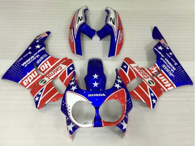 Descuento Carenados Moto Honda CBR900RR 893 1992-1993 - Blanco Rojo Azul Estrella Castrol