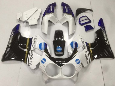 Descuento Carenados Moto Honda CBR900RR 893 1992-1993 - Blanco Azul Negro Brillante Konica Minolta