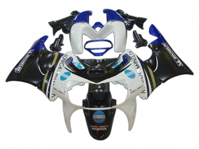 Descuento Carenados Moto Honda CBR900RR 919 1998-1999 - Blanco Azul Negro Brillante Konica Minolta