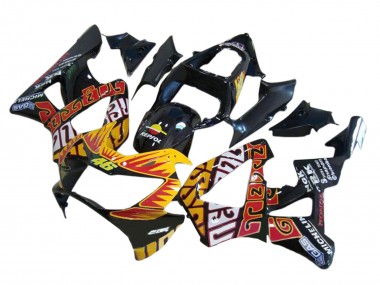 Descuento Carenados Moto Honda CBR900RR 929 2000-2001 - Negro Brillante Naranja Repsol Rossi