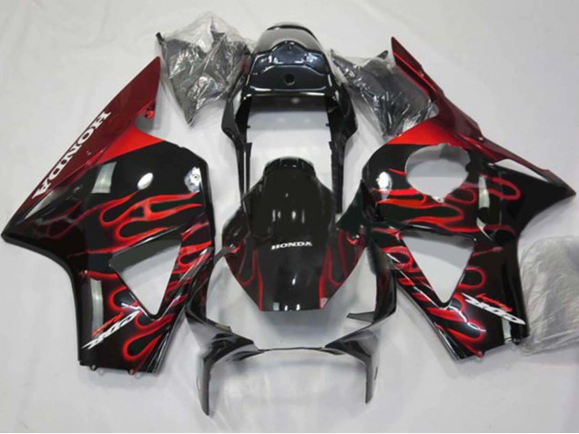 Descuento Carenados Moto Honda CBR900RR 954 2002-2003 - Negro Brillante Rojo Llama