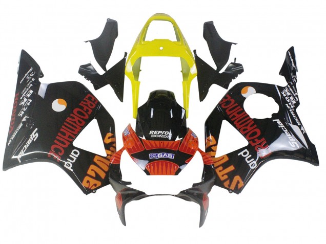 Descuento Carenados Moto Honda CBR900RR 954 2002-2003 - Amarillo Rojo Negro Brillante Repsol Rossi
