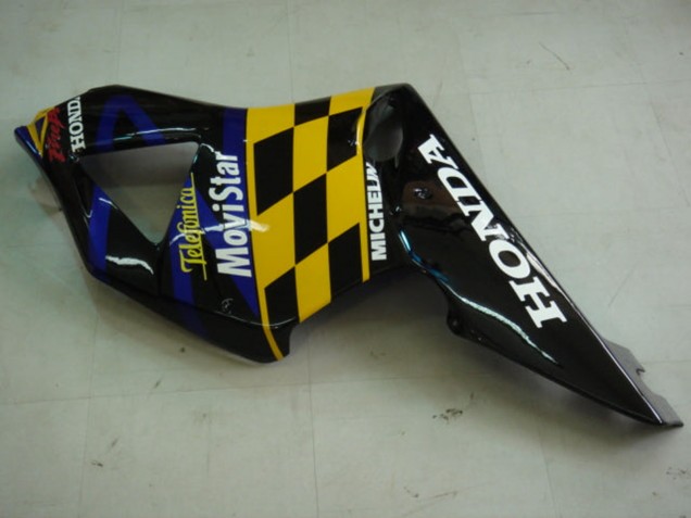 Descuento Carenados Moto Honda CBR900RR 954 2002-2003 - Azul Amarillo Negro Brillante Telefonica MoviStar Castrol