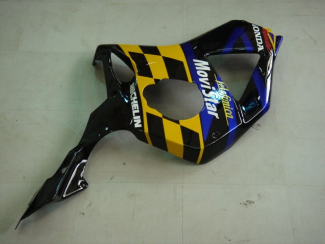 Descuento Carenados Moto Honda CBR900RR 954 2002-2003 - Azul Amarillo Negro Brillante Telefonica MoviStar Castrol
