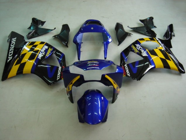 Descuento Carenados Moto Honda CBR900RR 954 2002-2003 - Azul Amarillo Negro Brillante Telefonica MoviStar Castrol
