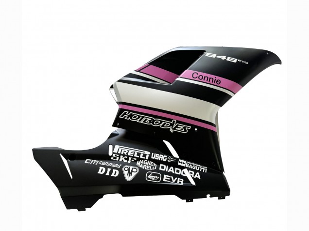 Descuento Carenados Moto Ducati 848 2007-2014 - Blanco Rosa Negro Brillante Connie