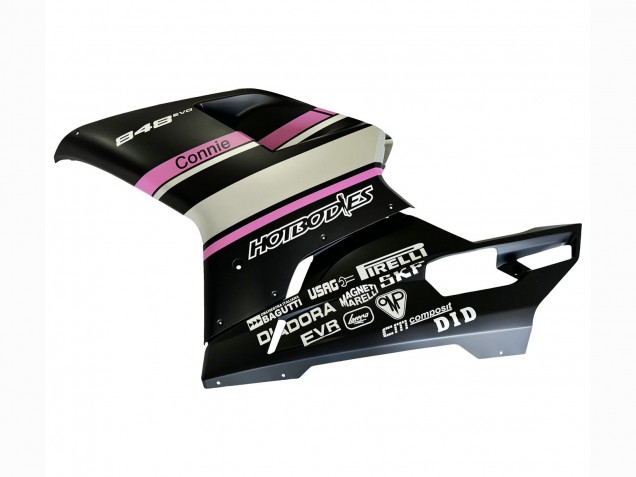 Descuento Carenados Moto Ducati 848 2007-2014 - Blanco Rosa Negro Brillante Connie