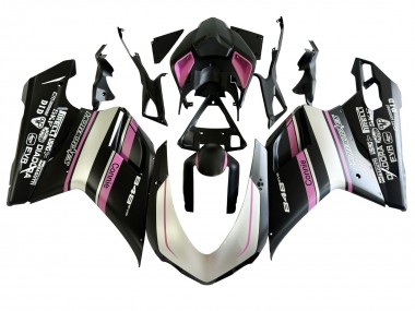 Descuento Carenados Moto Ducati 848 2007-2014 - Blanco Rosa Negro Brillante Connie
