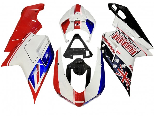 Descuento Carenados Moto Ducati 848/1098/1198 2007-2014 - Blanco Rojo Azul Negro Brillante