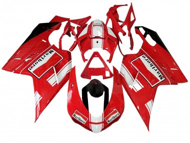 Descuento Carenados Moto Ducati 848/1098/1198 2007-2014 - Blanco Rojo Negro Brillante Marlboro