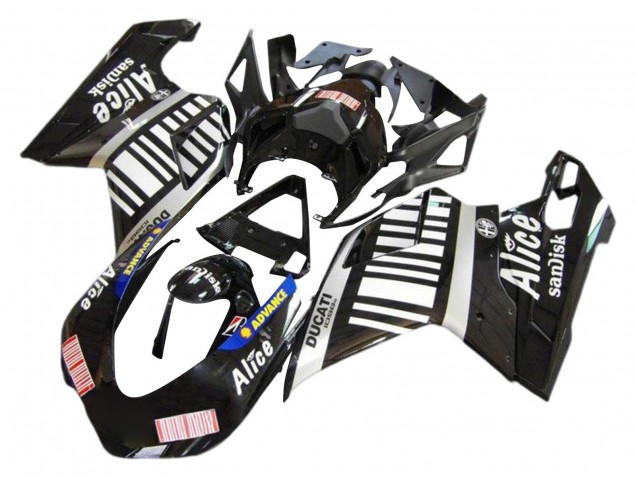 Descuento Carenados Moto Ducati 1098 2007-2014 - Plata Negro Brillante Alice Sandisk