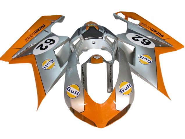 Descuento Carenados Moto Ducati 848/1098/1198 2007-2014 - Plata Naranja Gulf 62