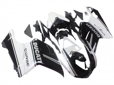 Descuento Carenados Moto Ducati 848/1098/1198 2007-2014 - Blanco Negro Brillante Corse