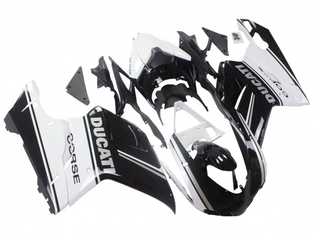 Descuento Carenados Moto Ducati 848/1098/1198 2007-2014 - Blanco Negro Brillante Corse