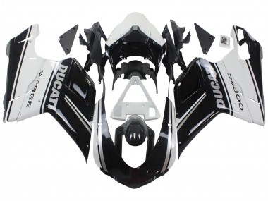 Descuento Carenados Moto Ducati 848/1098/1198 2007-2014 - Blanco Negro Brillante Corse