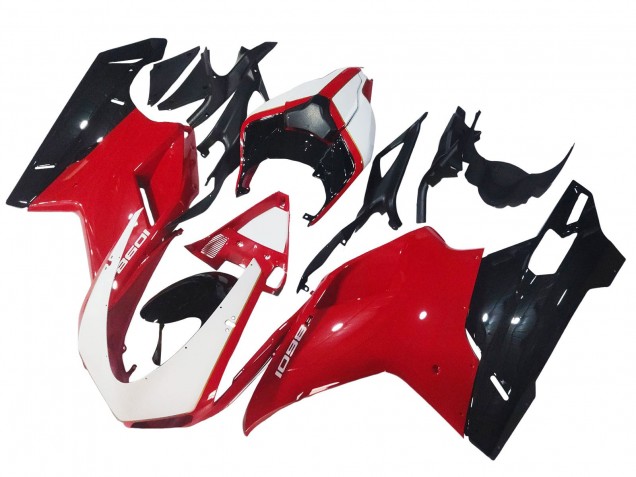 Descuento Carenados Moto Ducati 1098 2007-2014 - Blanco Rojo Negro Brillante