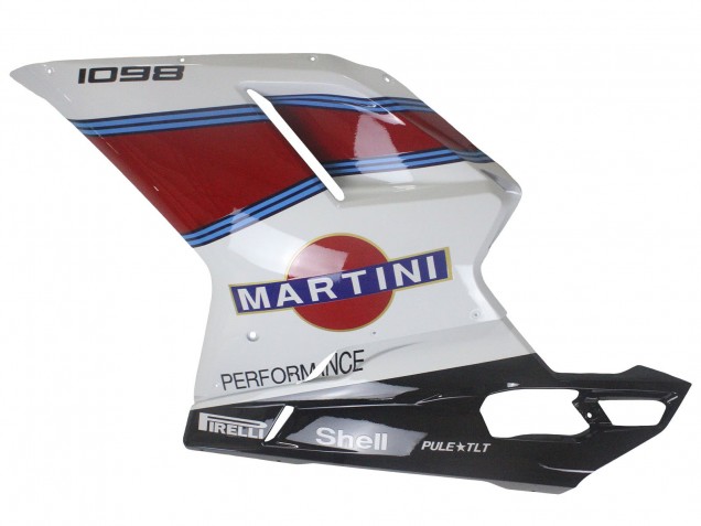 Descuento Carenados Moto Ducati 1098 2007-2014 - Blanco Rojo Azul Negro Brillante Martini