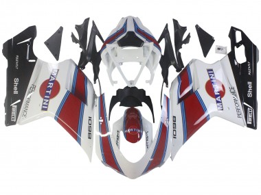 Descuento Carenados Moto Ducati 1098 2007-2014 - Blanco Rojo Azul Negro Brillante Martini
