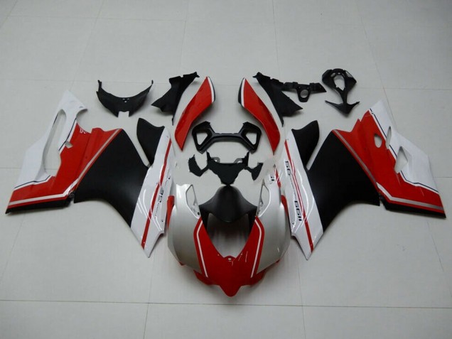 Descuento Carenados Moto Ducati 1199 2011-2014 - Blanco Rojo Negro Mate
