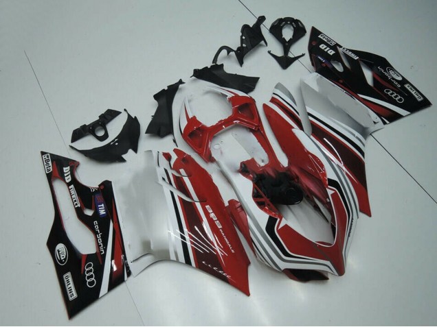 Descuento Carenado Moto Ducati Panigale 899 2011-2014 - Blanco Rojo Negro Brillante