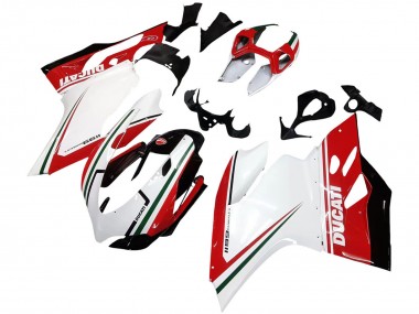 Descuento Carenados Moto Ducati 1199 2011-2014 - Blanco Rojo Verde Negro Brillante