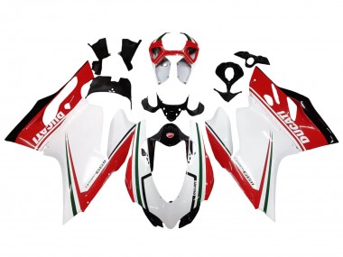 Descuento Carenados Moto Ducati 1199 2011-2014 - Blanco Rojo Verde Negro Brillante