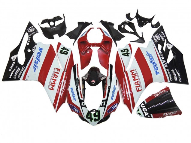 Descuento Carenados Moto Ducati 1199 2011-2014 - Blanco Rojo Negro Brillante Valsir Fiamm 49