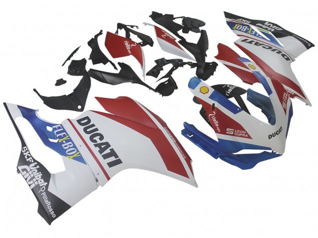 Descuento Carenados Moto Ducati 1299 2015-2020 - Blanco Rojo Azul Negro Mate Unibat Flex-Box