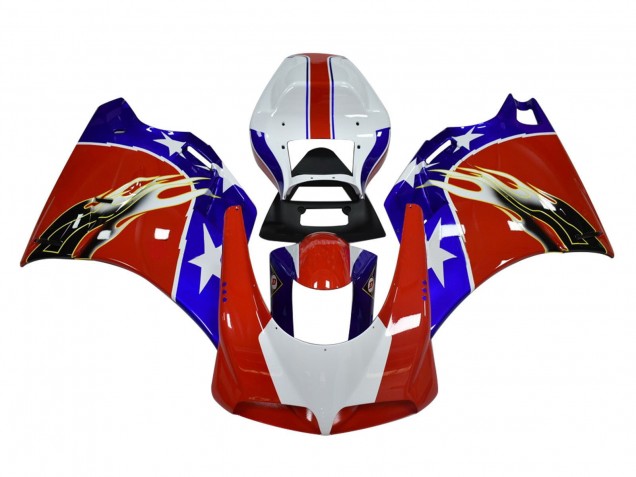 Descuento Carenados Moto Ducati 748/916/996/998 1993-2005 - Blanco Rojo Azul Negro Llama