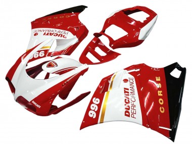 Descuento Carenados Moto Ducati 996 1993-2005 - Blanco Rojo Oro Negro Brillante Corse Performance