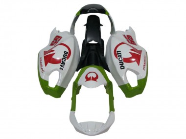 Descuento Carenados Moto Ducati Monster 696 796 1100 1100S 2008-2012 - Blanco Verde Rojo Pramac