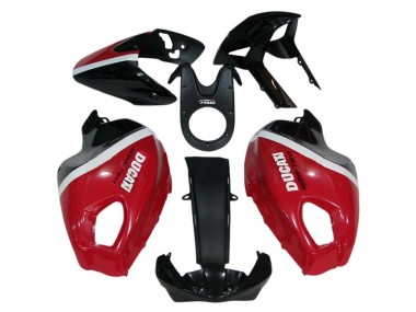 Descuento Carenados Moto Ducati Monster 696 796 1100 1100S 2008-2012 - Rojo Blanco Negro Brillante