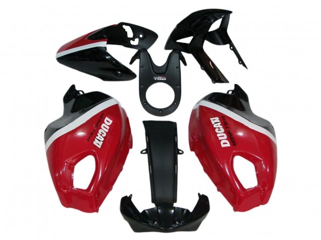 Descuento Carenados Moto Ducati Monster 696 796 1100 1100S 2008-2012 - Rojo Blanco Negro Brillante