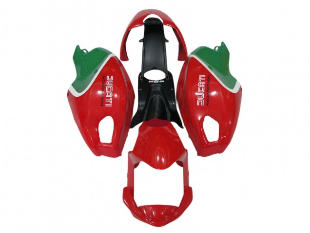 Descuento Carenados Moto Ducati Monster 696 796 1100 1100S 2008-2012 - Rojo Blanco Verde
