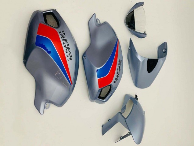 Descuento Carenados Moto Ducati Monster 696 796 1100 1100S 2008-2012 - Plata Rojo Azul