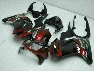 Descuento Carenados Moto Kawasaki EX250 2008-2012 - Negro Brillante Rojo Granate