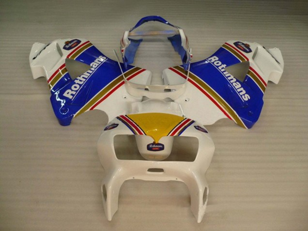Descuento Carenados Moto Honda VFR 800 1998-2001 - Blanco Azul Oro Rothmans