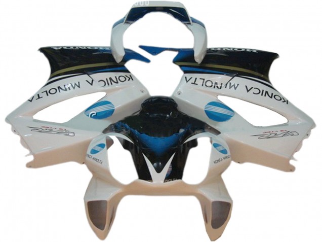 Descuento Carenados Moto Honda VFR 800 2002-2013 - Blanco Azul Negro Konica Minolta