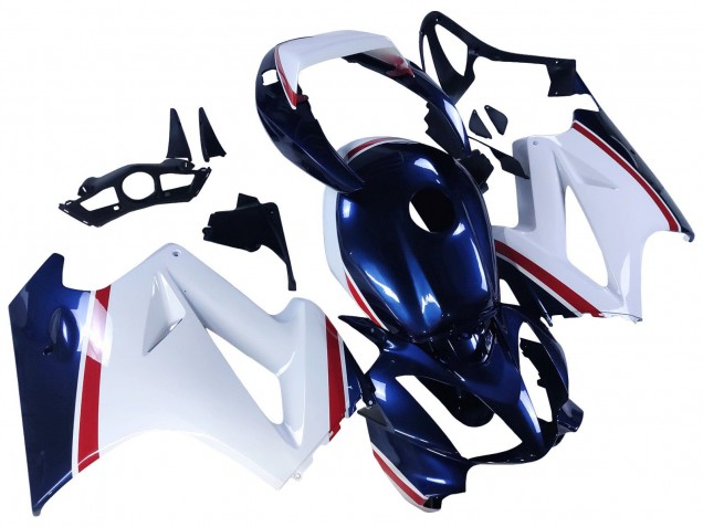 Descuento Carenados Moto Honda VFR 800 2002-2013 - Blanco Rojo Azul Oscuro