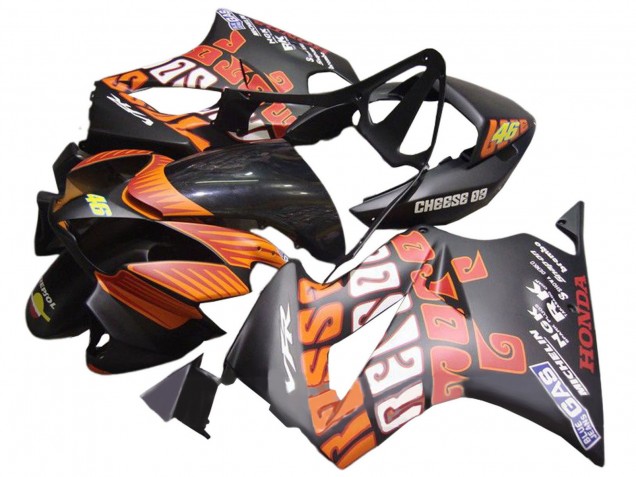 Descuento Carenados Moto Honda VFR 800 2002-2013 - Negro Mate Naranja Rossi Repsol 46
