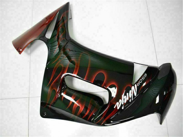 Descuento Carenados Moto Kawasaki EX650 2006-2008 - Negro Brillante Rojo Llama