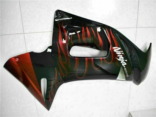 Descuento Carenados Moto Kawasaki EX650 2006-2008 - Negro Brillante Rojo Llama