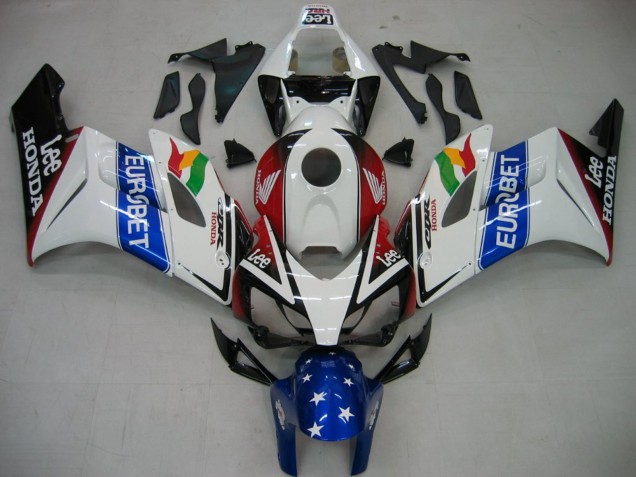 Descuento Carenados Moto Honda CBR1000RR 2004-2005 - Blanco Azul Rojo Negro Brillante Estrella EuroBet Lee