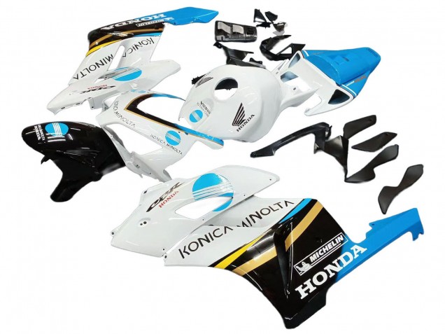 Descuento Carenados Moto Honda CBR1000RR 2004-2005 - Blanco Azul Claro Amarillo Negro Konica Minolta