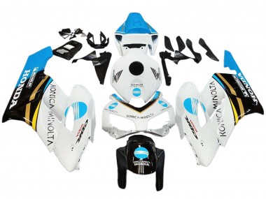 Descuento Carenados Moto Honda CBR1000RR 2004-2005 - Blanco Azul Claro Amarillo Negro Konica Minolta