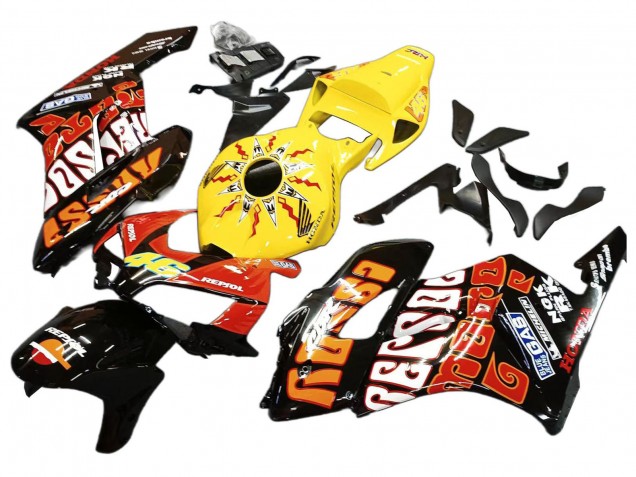 Descuento Carenados Moto Honda CBR1000RR 2004-2005 - Amarillo Naranja Negro Brillante Repsol Rossi 46