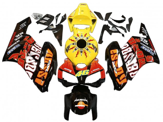 Descuento Carenados Moto Honda CBR1000RR 2004-2005 - Amarillo Naranja Negro Brillante Repsol Rossi 46