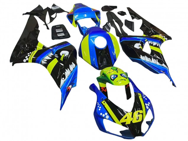 Descuento Carenados Moto Honda CBR1000RR 2006-2007 - Azul Fluorescent Verde Negro Brillante Tiburón 46